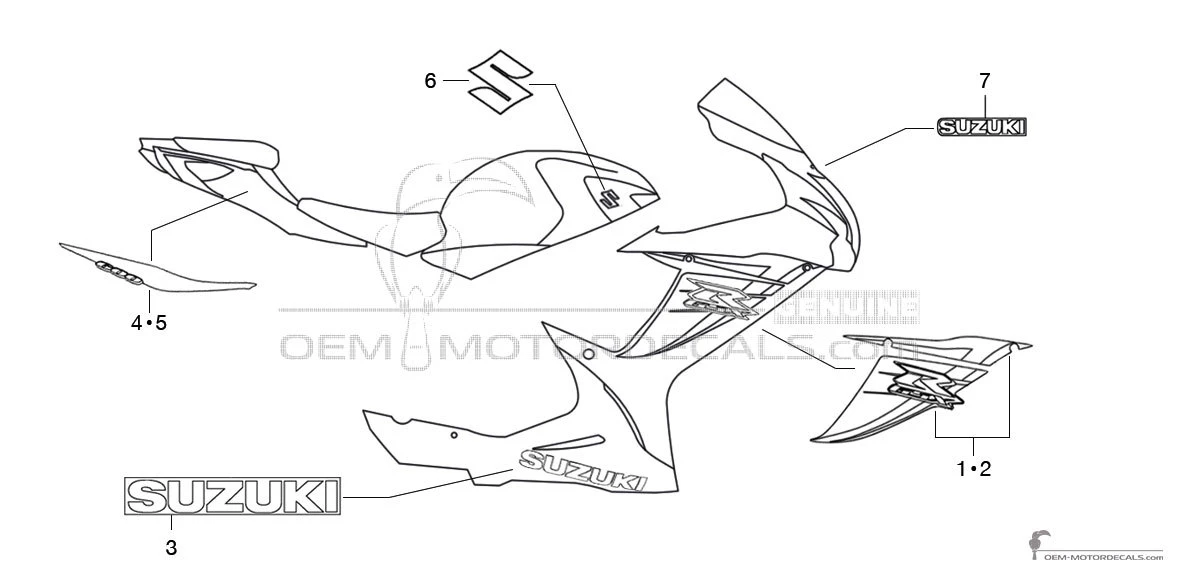 Adesivi per Suzuki GSXR600 2013 - Blu • Suzuki Adesivi OEM