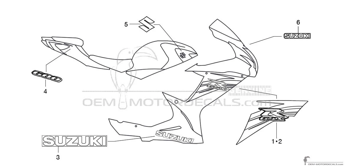 Adesivi per Suzuki GSXR600 2013 - Bianco • Suzuki Adesivi OEM