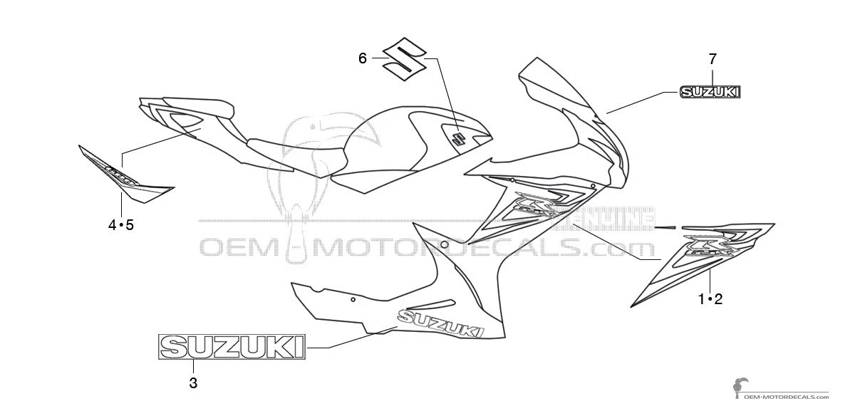 Aufkleber für Suzuki GSXR600 2014 - Blau • Suzuki OEM-Aufkleber