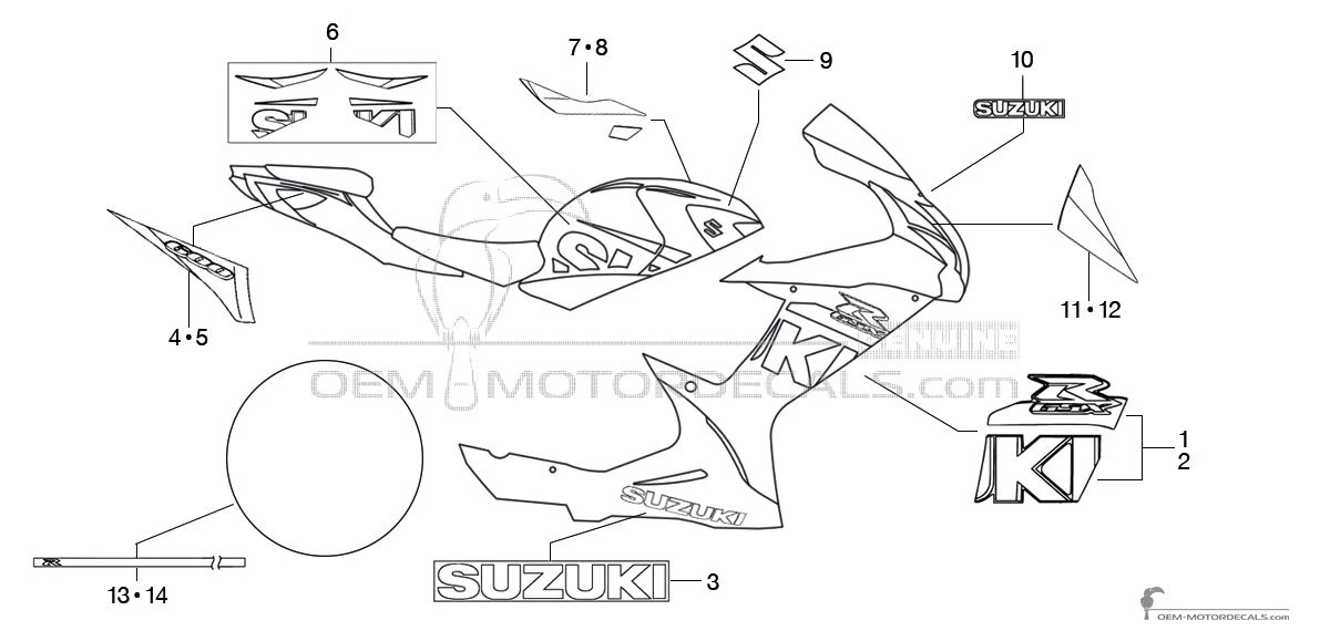 Autocollants pour Suzuki GSXR600 2015 - Bleu • Suzuki Autocollants OEM