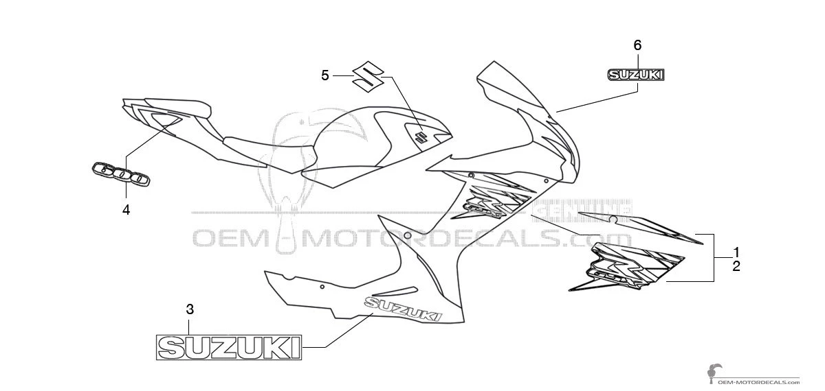 Pegatinas para Suzuki GSXR600 2015 - Blanco • Suzuki Pegatinas OEM