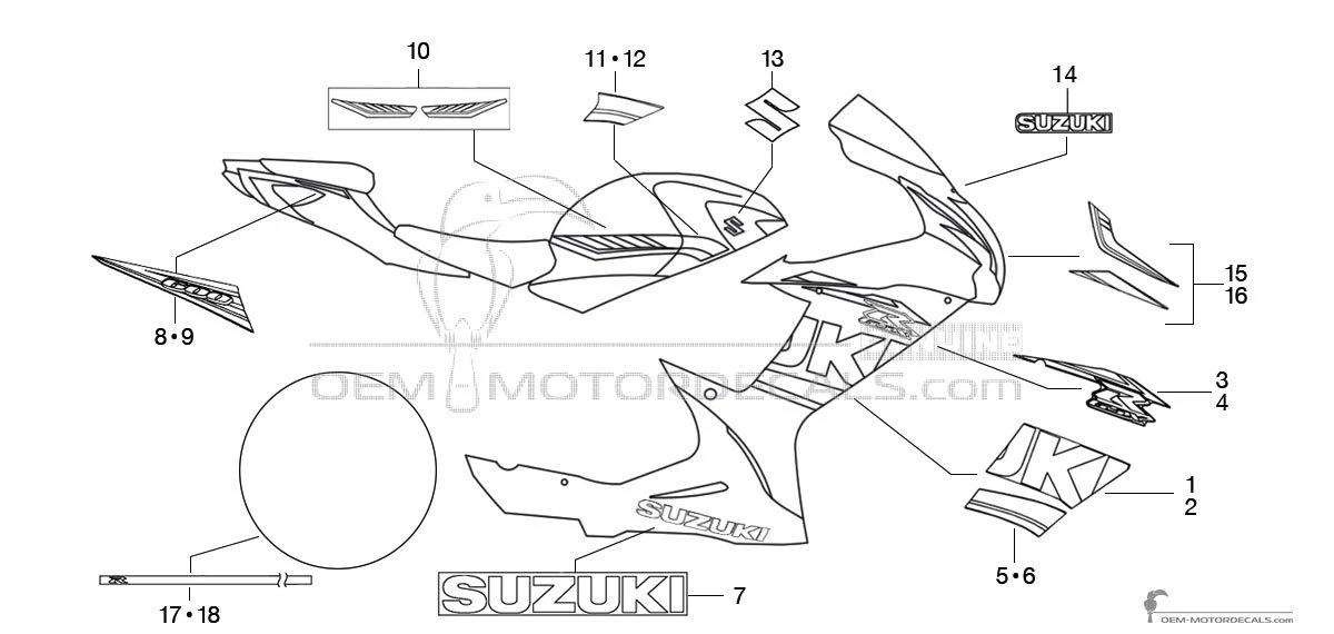 Decals for Suzuki GSXR600 2017 - Blue • Suzuki OEM Decals