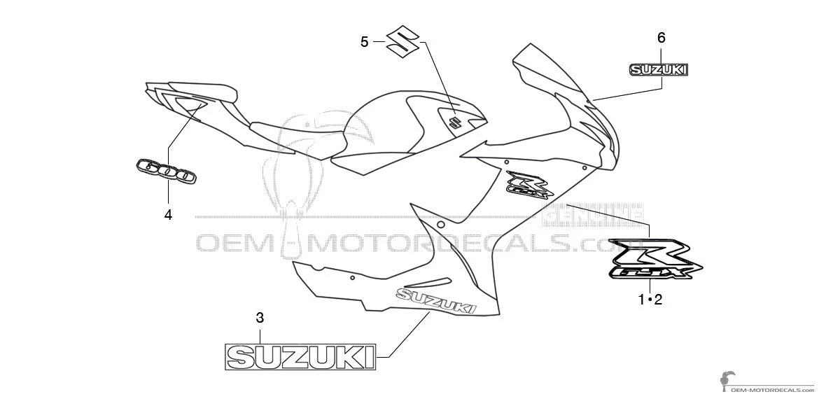 Aufkleber für Suzuki GSXR600 2017 - Schwarz • Suzuki OEM-Aufkleber
