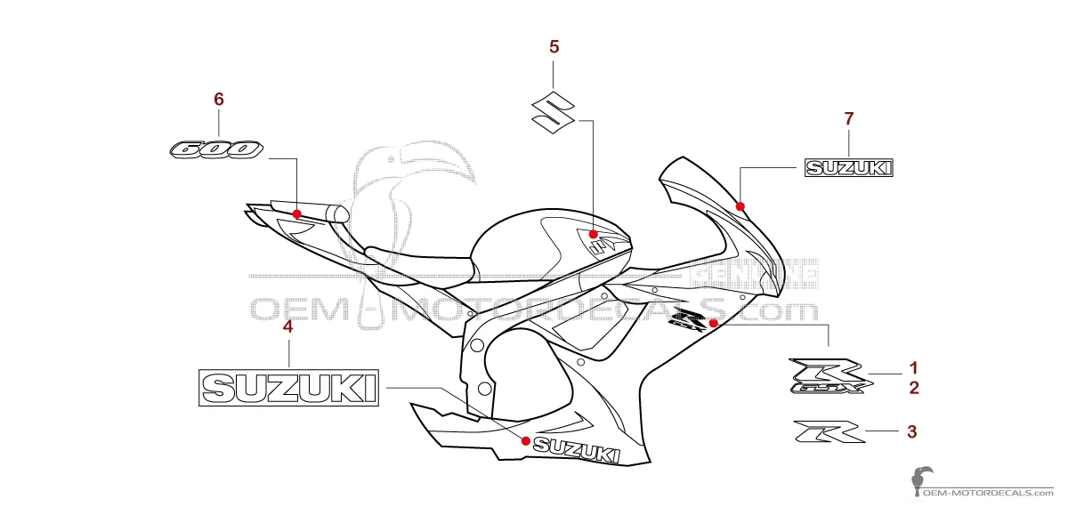 Decals for Suzuki GSXR600 2020 - Black • Suzuki OEM Decals
