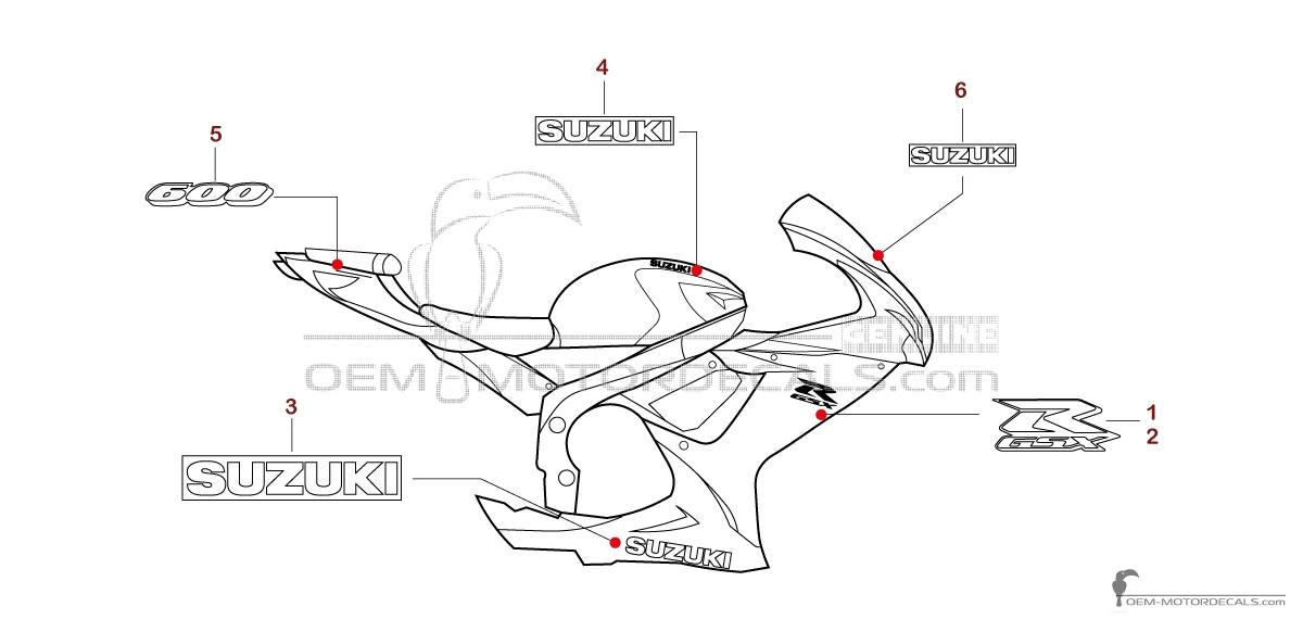 Stickers voor Suzuki GSXR600 2021 - Zwart • Suzuki OEM Stickers