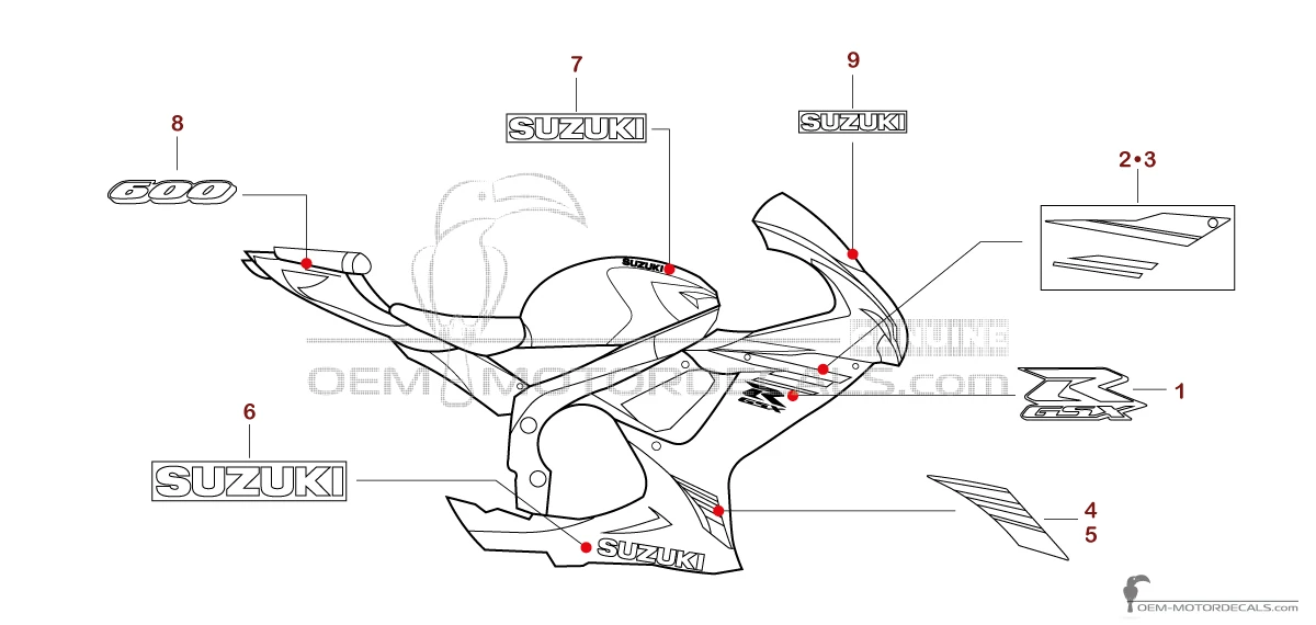 Adesivi per Suzuki GSXR600 2024 - Nero • Suzuki Adesivi OEM