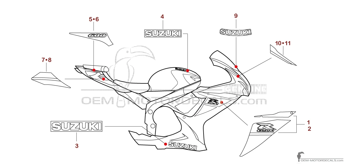 Adesivi per Suzuki GSXR600 2024 - Blu • Suzuki Adesivi OEM