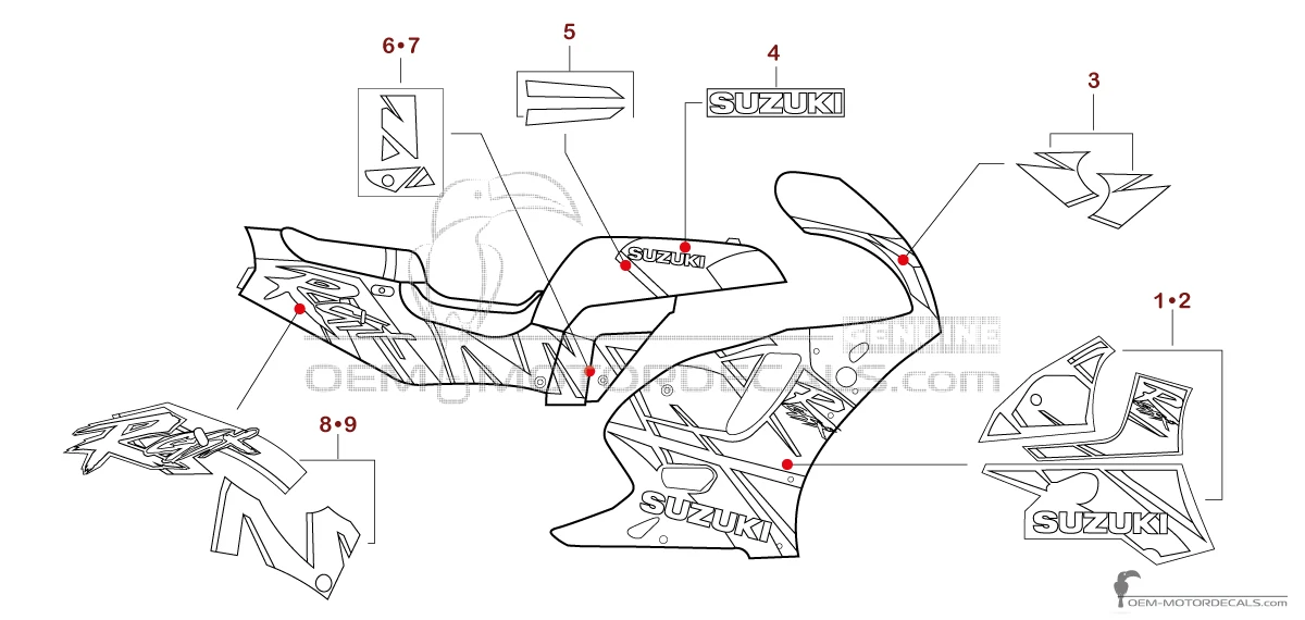 Aufkleber für Suzuki GSXR750 1992 - Schwarz • Suzuki OEM-Aufkleber