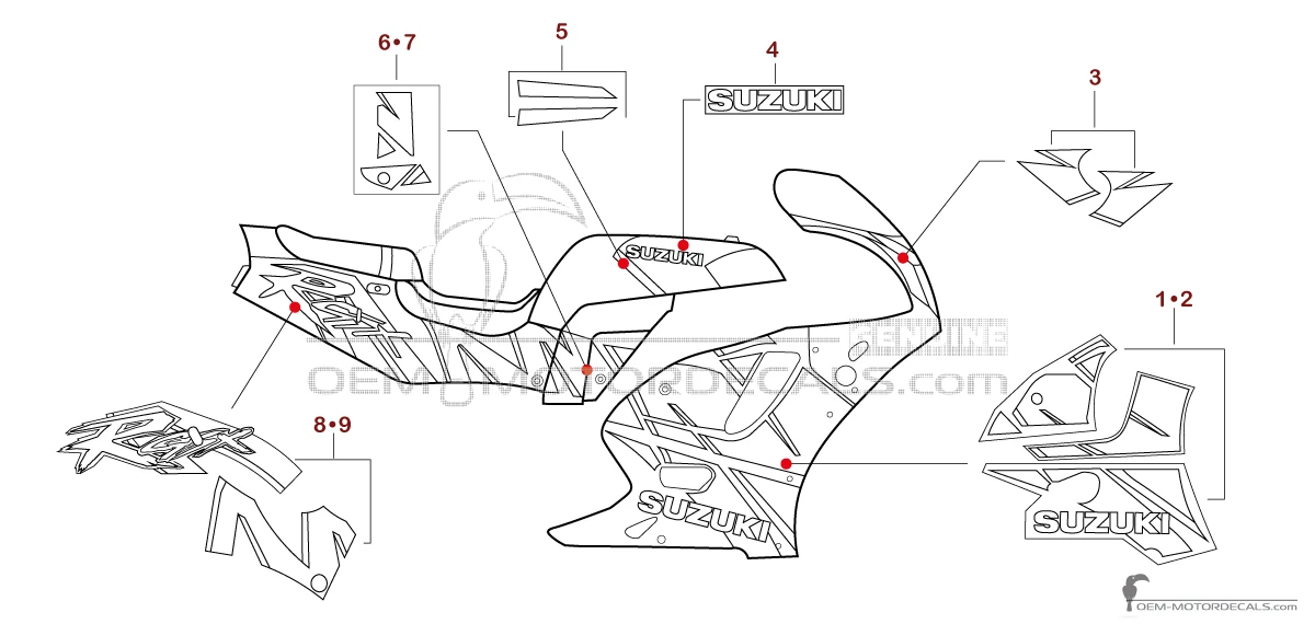 Stickers voor Suzuki GSXR750 1992 - Wit • Suzuki OEM Stickers
