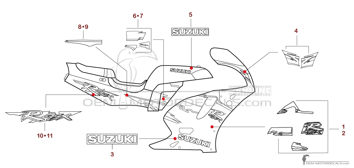 Aufkleber für Suzuki GSXR750 1994 - Blau • Suzuki OEM-Aufkleber