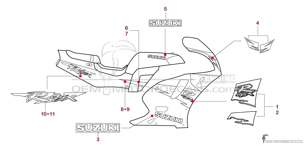 Stickers voor Suzuki GSXR750 1994 - Paars • Suzuki OEM Stickers