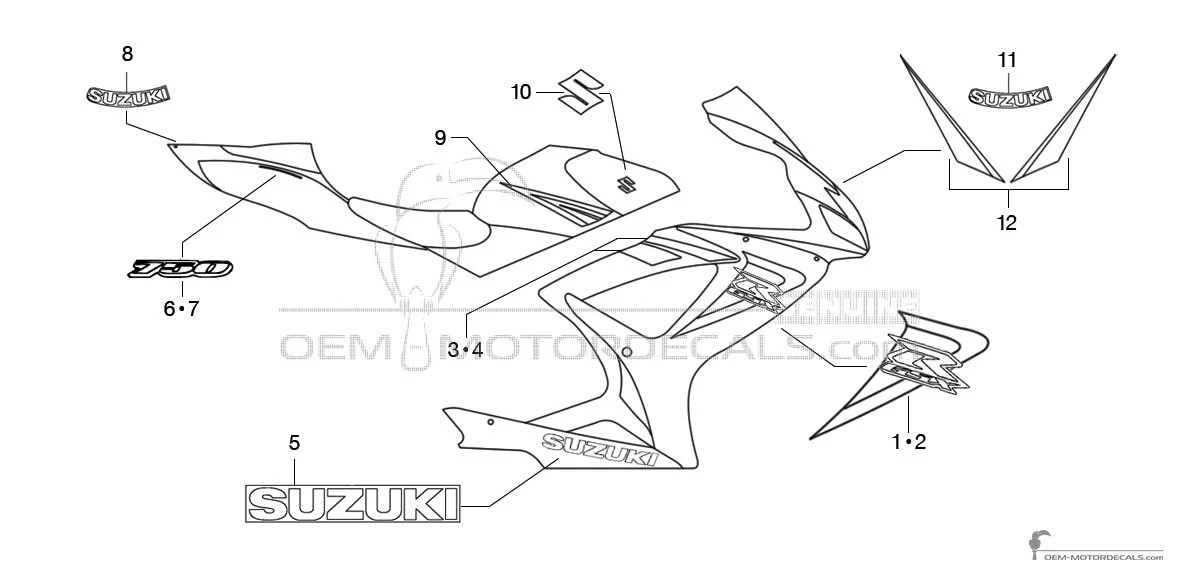 Adesivi per Suzuki GSXR750 2006 - Rosso • Suzuki Adesivi OEM