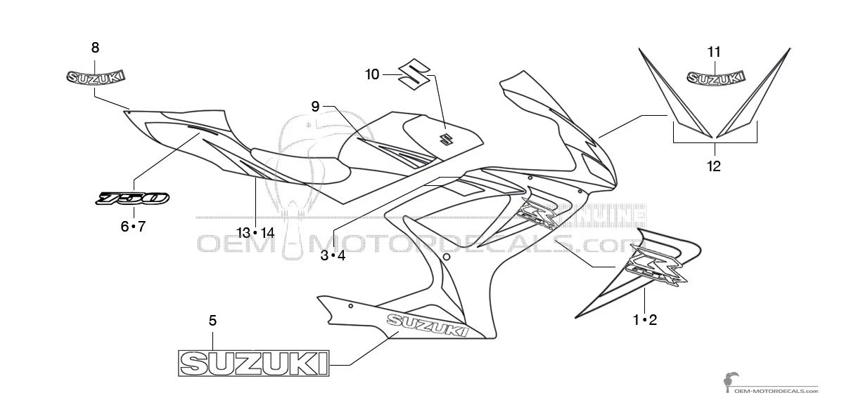 Aufkleber für Suzuki GSXR750 2006 - Blau • Suzuki OEM-Aufkleber