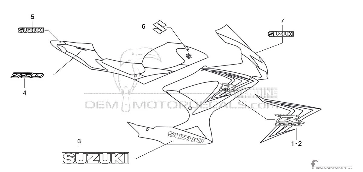 Aufkleber für Suzuki GSXR750 2008 - Blau • Suzuki OEM-Aufkleber