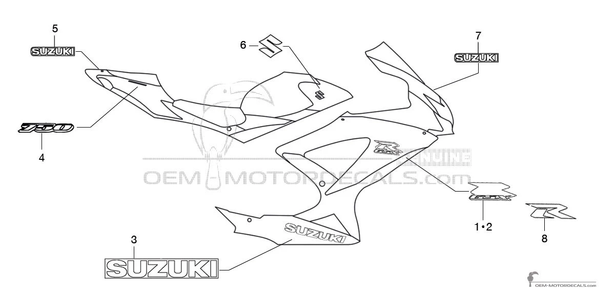 Aufkleber für Suzuki GSXR750 2008 - Schwarz • Suzuki OEM-Aufkleber