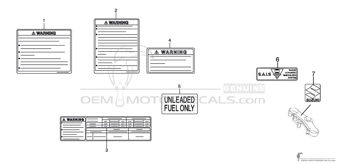 Decals for Suzuki GSXR750 - Caution labels • Suzuki OEM Decals