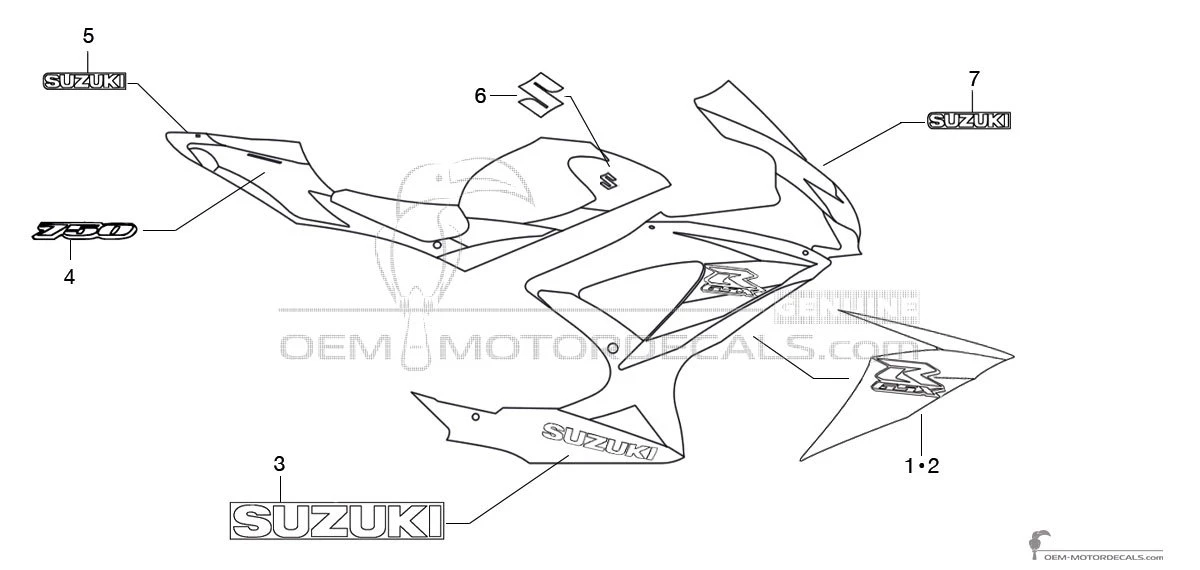 Decals for Suzuki GSXR750 2010 - White • Suzuki OEM Decals