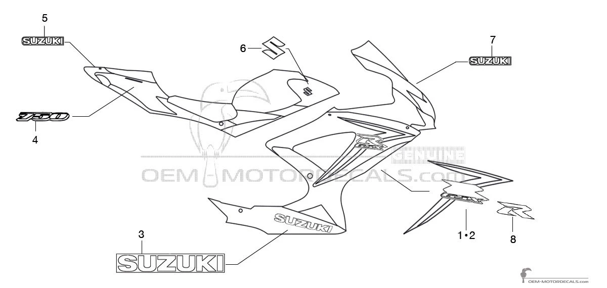 Decals for Suzuki GSXR750 2010 - Brown • Suzuki OEM Decals