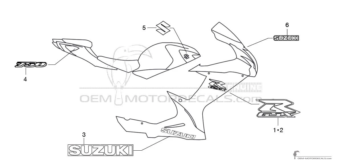 Adesivi per Suzuki GSXR750 2012 - Blu • Suzuki Adesivi OEM
