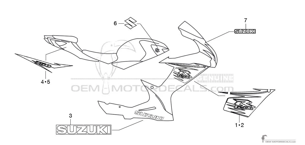 Aufkleber für Suzuki GSXR750 2012 - Schwarz • Suzuki OEM-Aufkleber