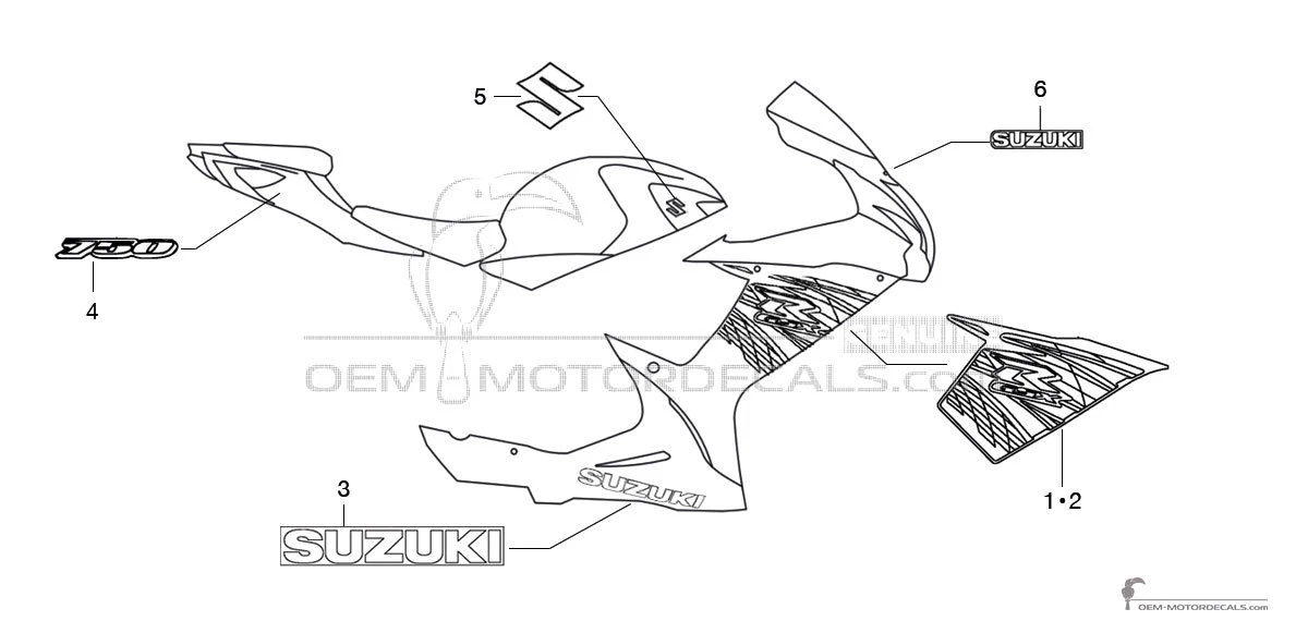 Adesivi per Suzuki GSXR750 2012 - Giallo • Suzuki Adesivi OEM