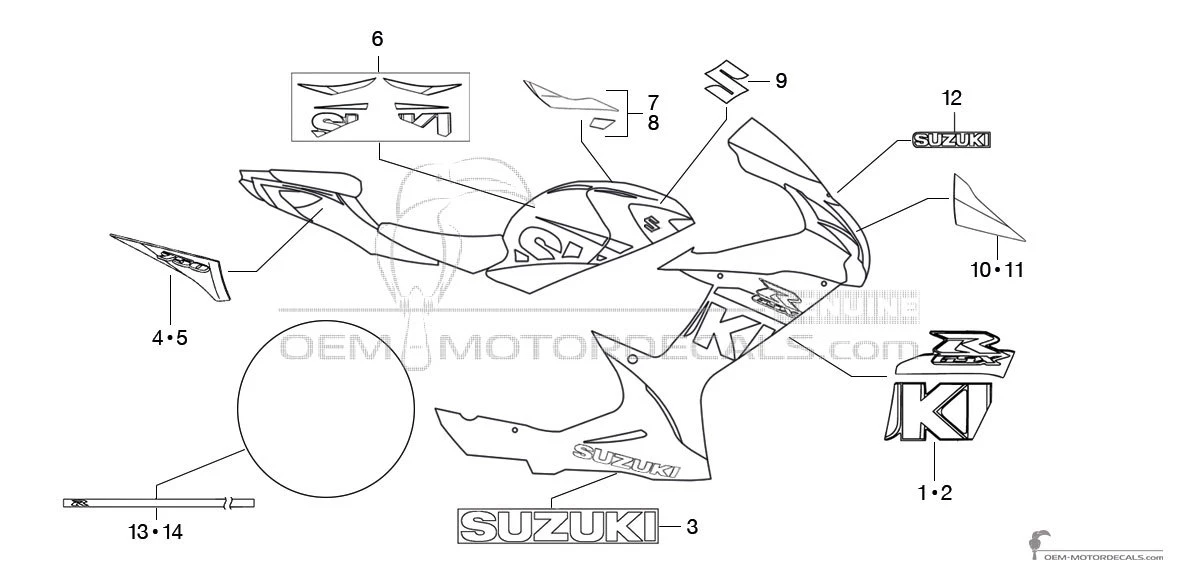 Autocollants pour Suzuki GSXR750 2015 - Bleu • Suzuki Autocollants OEM
