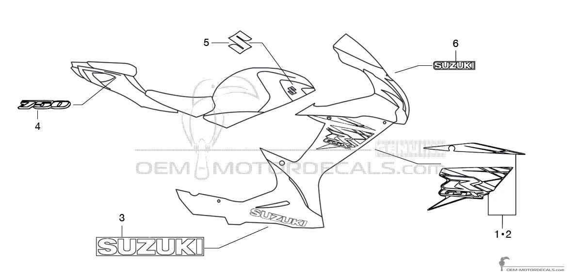 Autocollants pour Suzuki GSXR750 2015 - Gris • Suzuki Autocollants OEM