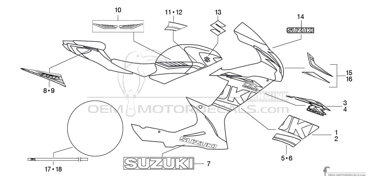 Pegatinas para Suzuki GSXR750 2018 - Azul • Suzuki Pegatinas OEM