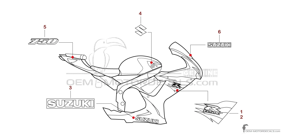 Stickers voor Suzuki GSXR750 2018 - Zwart • Suzuki OEM Stickers