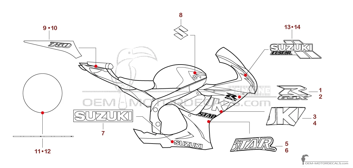 Decals for Suzuki GSXR750 2021 - Blue • Suzuki OEM Decals