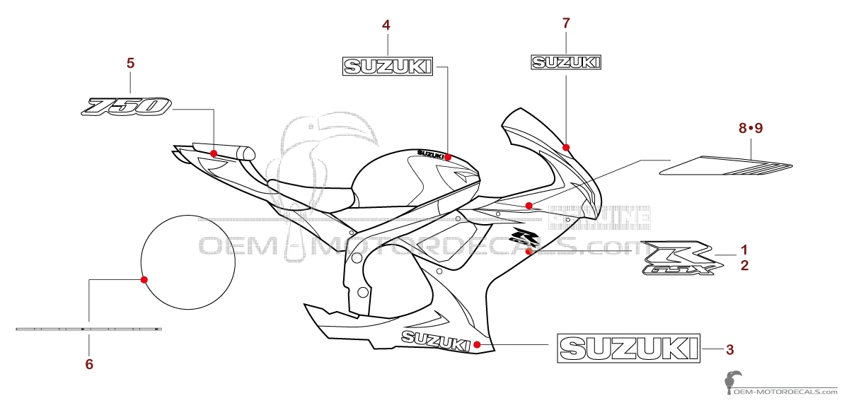 Decals for Suzuki GSXR750 2021 - Gray • Suzuki OEM Decals