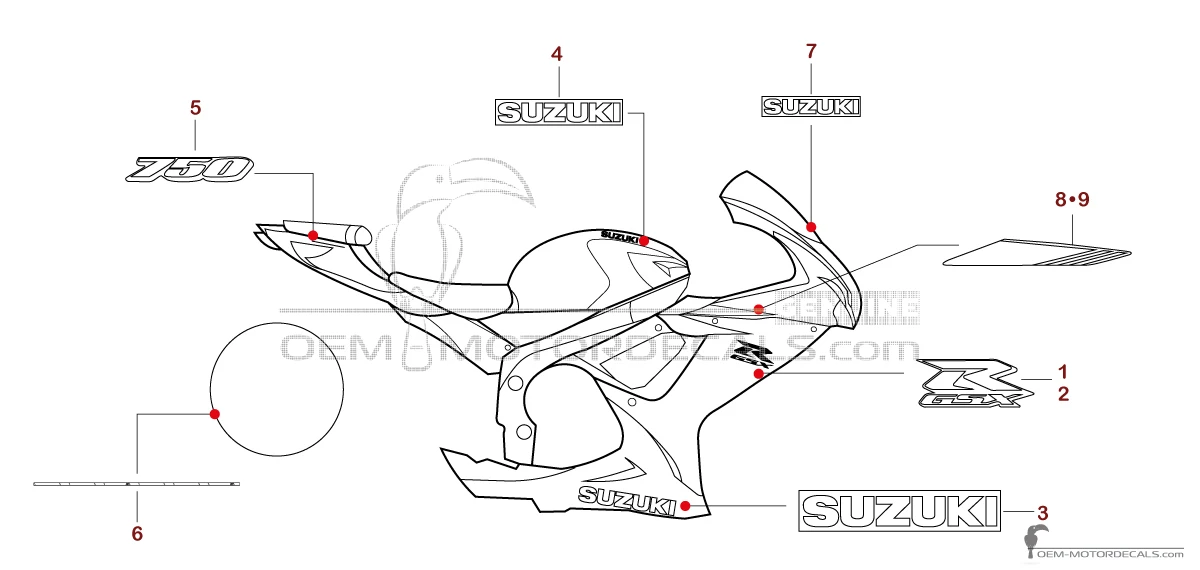 Aufkleber für Suzuki GSXR750 2022 - Grau • Suzuki OEM-Aufkleber