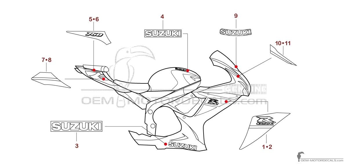 Pegatinas para Suzuki GSXR750 2025 - Azul • Suzuki Pegatinas OEM