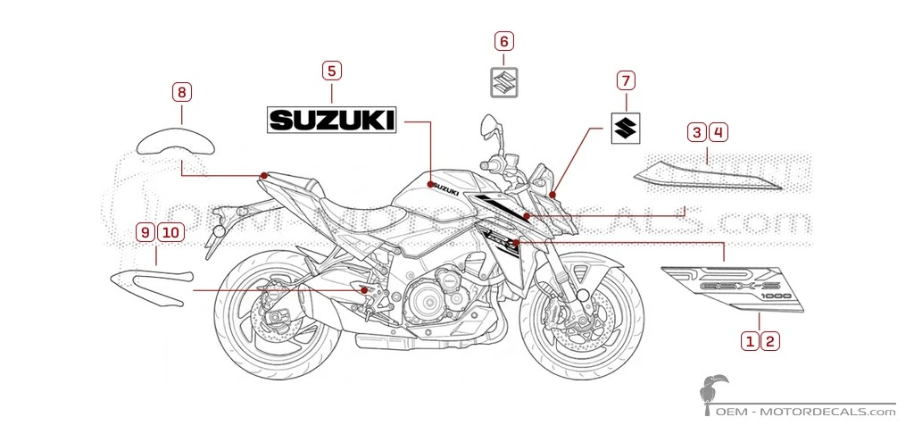 Pegatinas para Suzuki GSXS1000 2026 • Suzuki Pegatinas OEM Pegatinas para Suzuki GSXS1000 2026 • Suzuki Pegatinas OEM