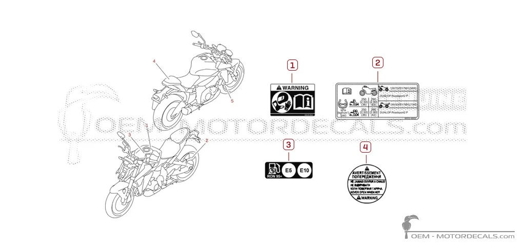 Etichette di avvertenza per GSXS1000 2026 • Suzuki Adesivi OEM