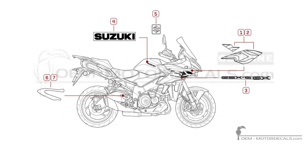 Adesivi per Suzuki GSXS1000 GX 2026 • Suzuki Adesivi OEM Adesivi per Suzuki GSXS1000 GX 2026 • Suzuki Adesivi OEM