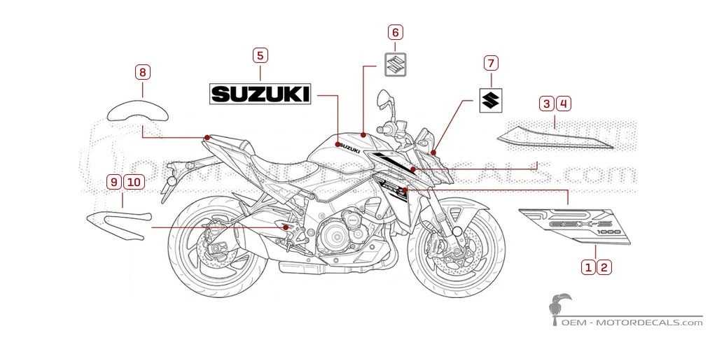 Adesivi per Suzuki GSXS1000 2026 • Suzuki Adesivi OEM