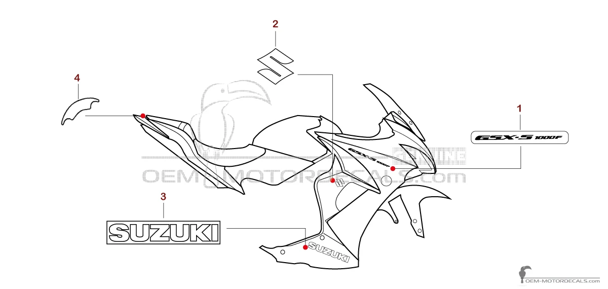Aufkleber für Suzuki GSXS1000F 2019 - Schwarz • Suzuki OEM-Aufkleber