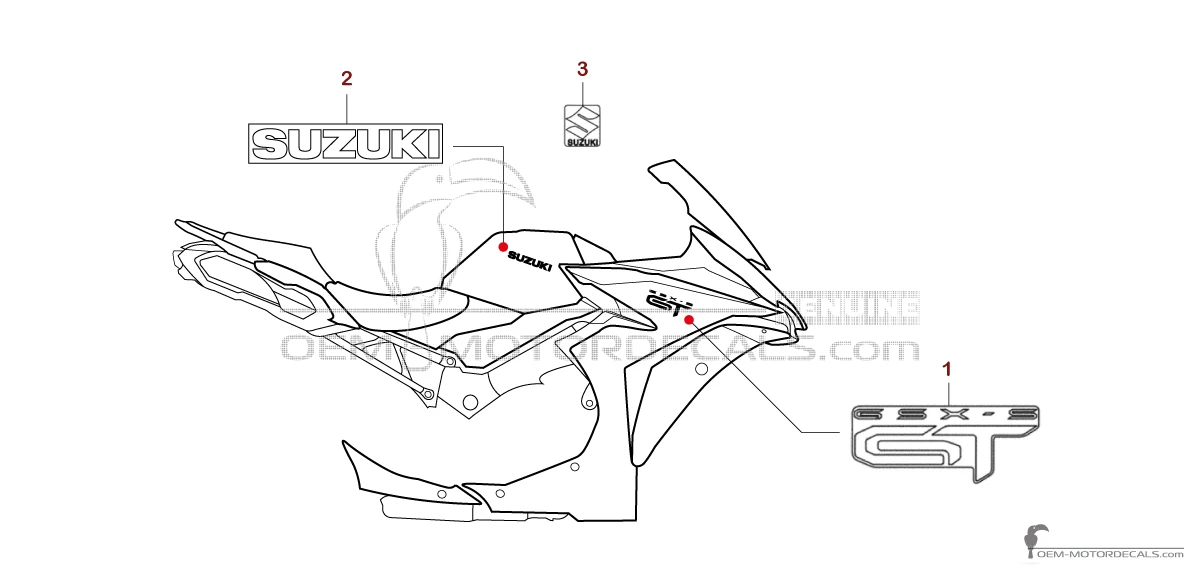 Stickers voor Suzuki GSXS1000GT 2022 - Zwart • Suzuki OEM Stickers