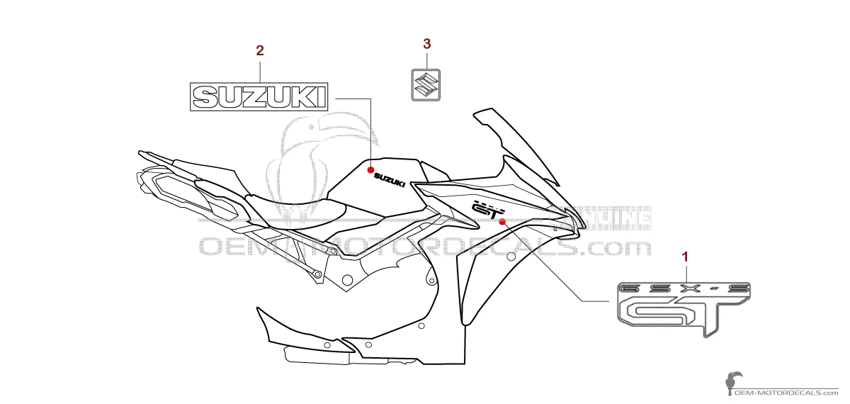 Decals for Suzuki GSXS1000GT 2024 - Red • Suzuki OEM Decals