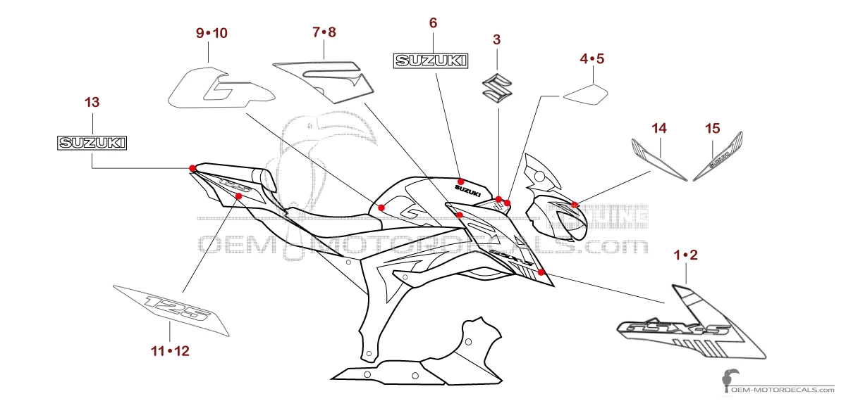 Decals for Suzuki GSXS125 2023 - Blue • Suzuki OEM Decals