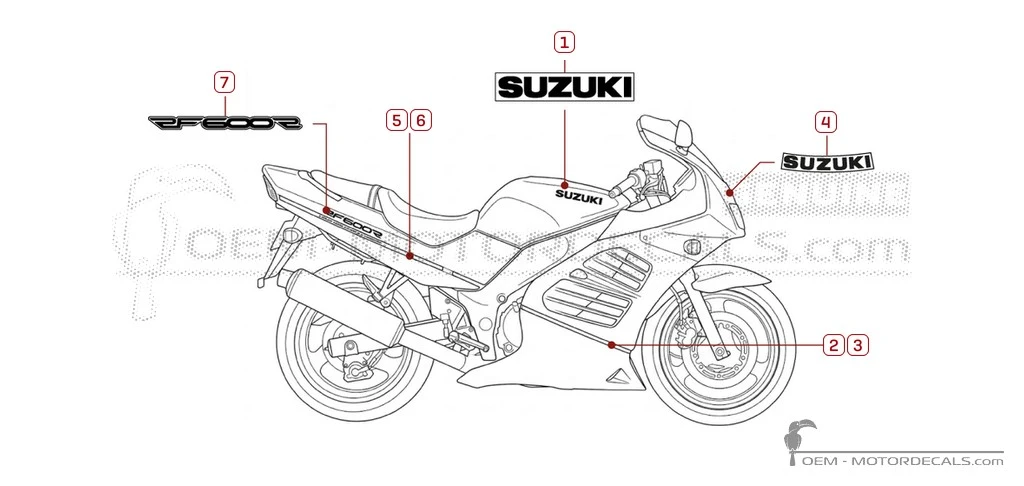 Aufkleber für Suzuki RF600R 1994 • Suzuki OEM-Aufkleber