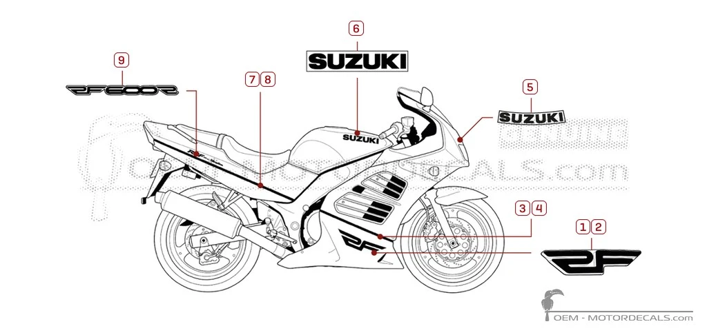 Pegatinas para Suzuki RF600R 1995 • Suzuki Pegatinas OEM