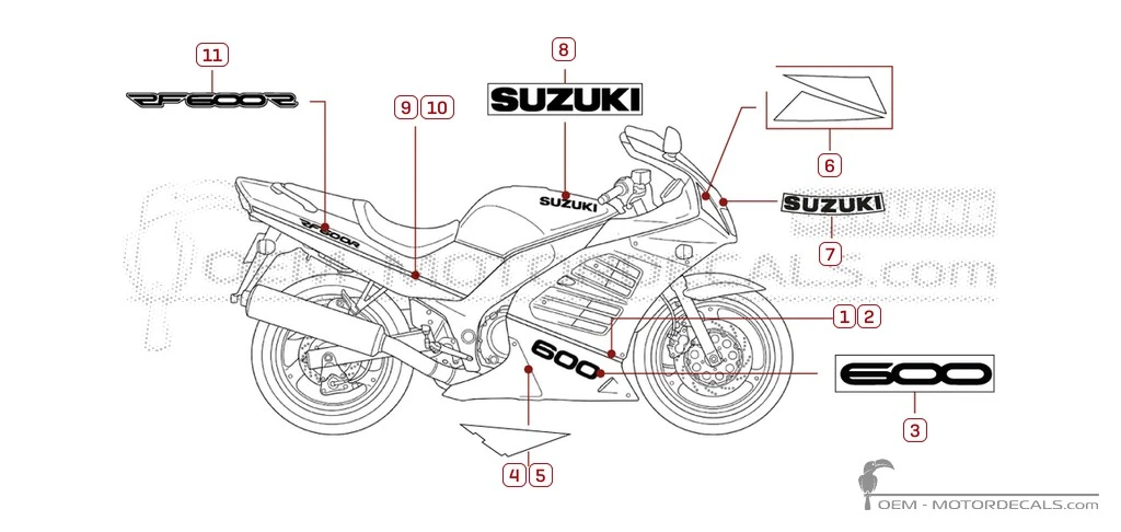 Adesivi per Suzuki RF600R 1996 • Suzuki Adesivi OEM