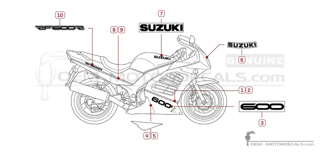 Adesivi per Suzuki RF600R 1997 • Suzuki Adesivi OEM