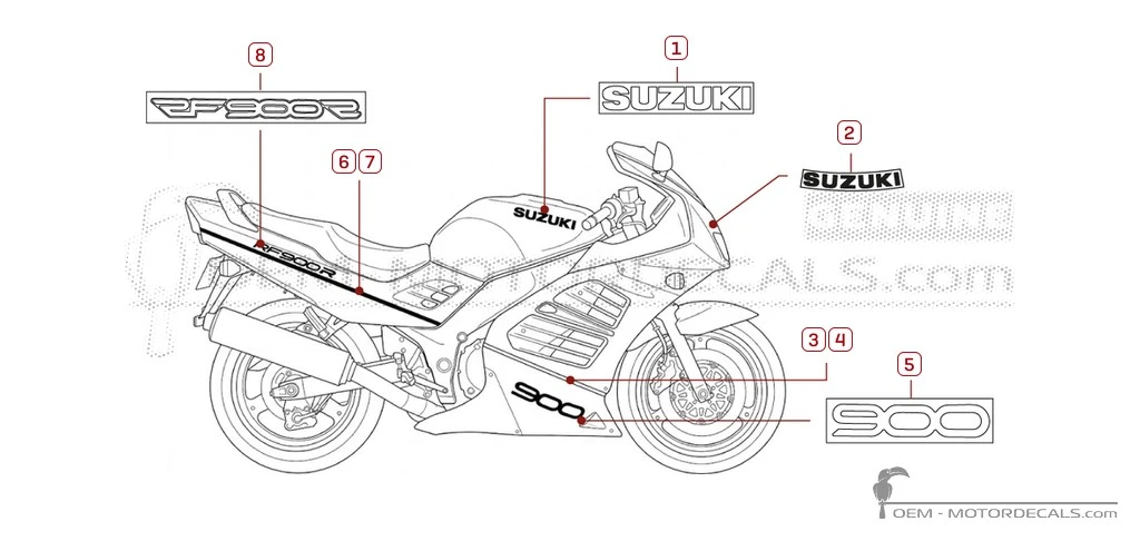 Aufkleber für Suzuki RF900R 1994 • Suzuki OEM-Aufkleber
