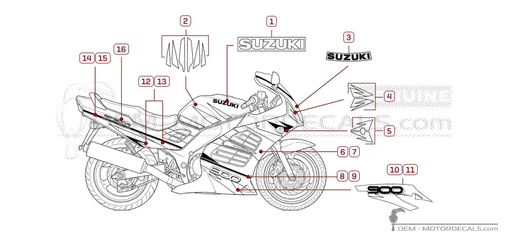 Autocollants pour Suzuki RF900R 1997 • Suzuki Autocollants OEM