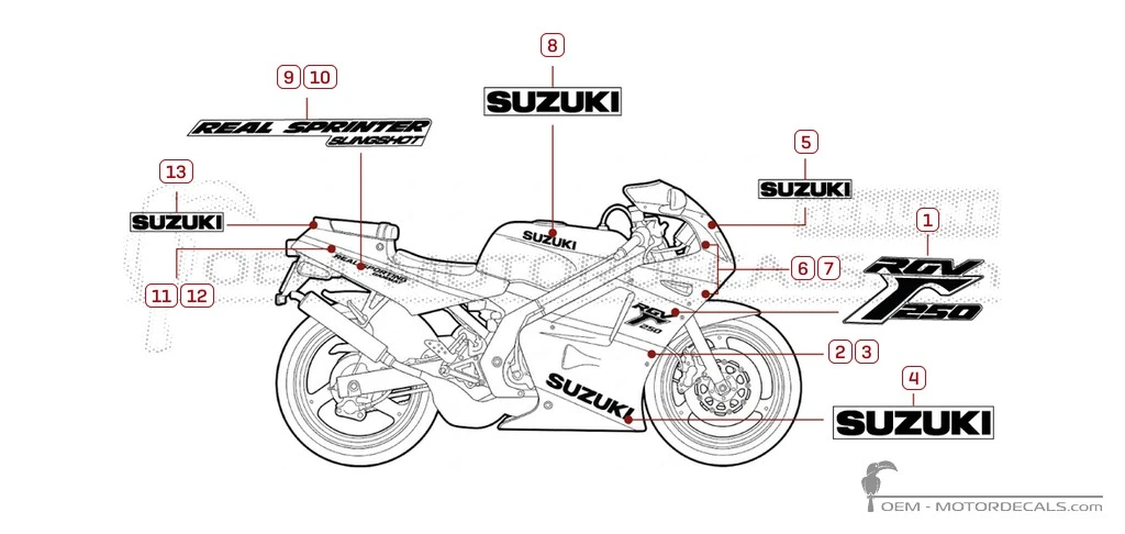 Decals for Suzuki RGV250 1989 • Suzuki OEM Decals