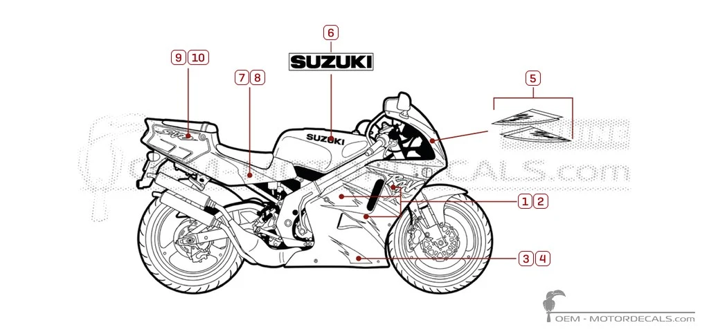 Pegatinas para Suzuki RGV250 1993 • Suzuki Pegatinas OEM