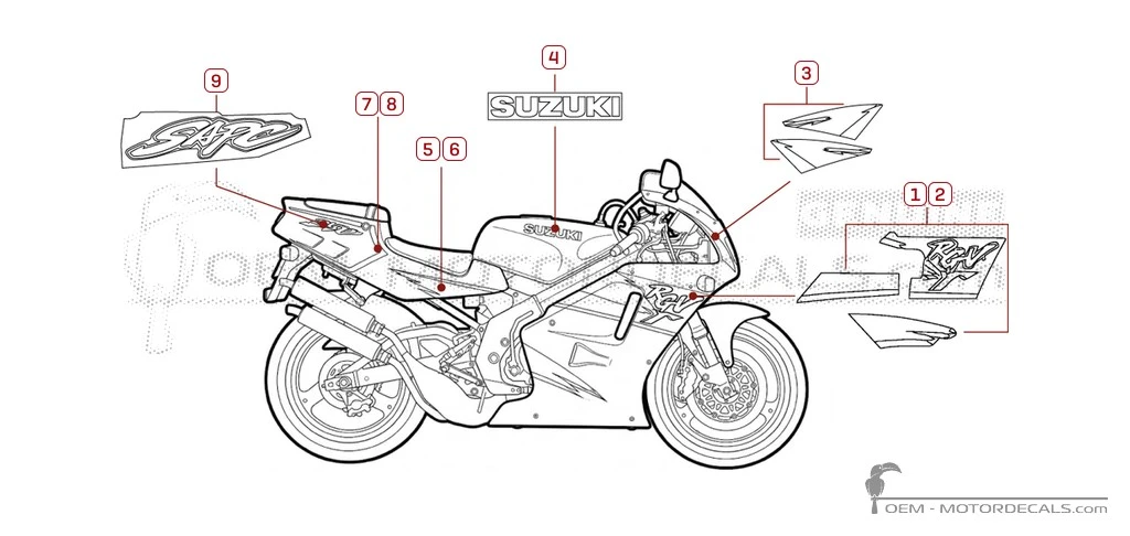 Aufkleber für Suzuki RGV250 1996 • Suzuki OEM-Aufkleber